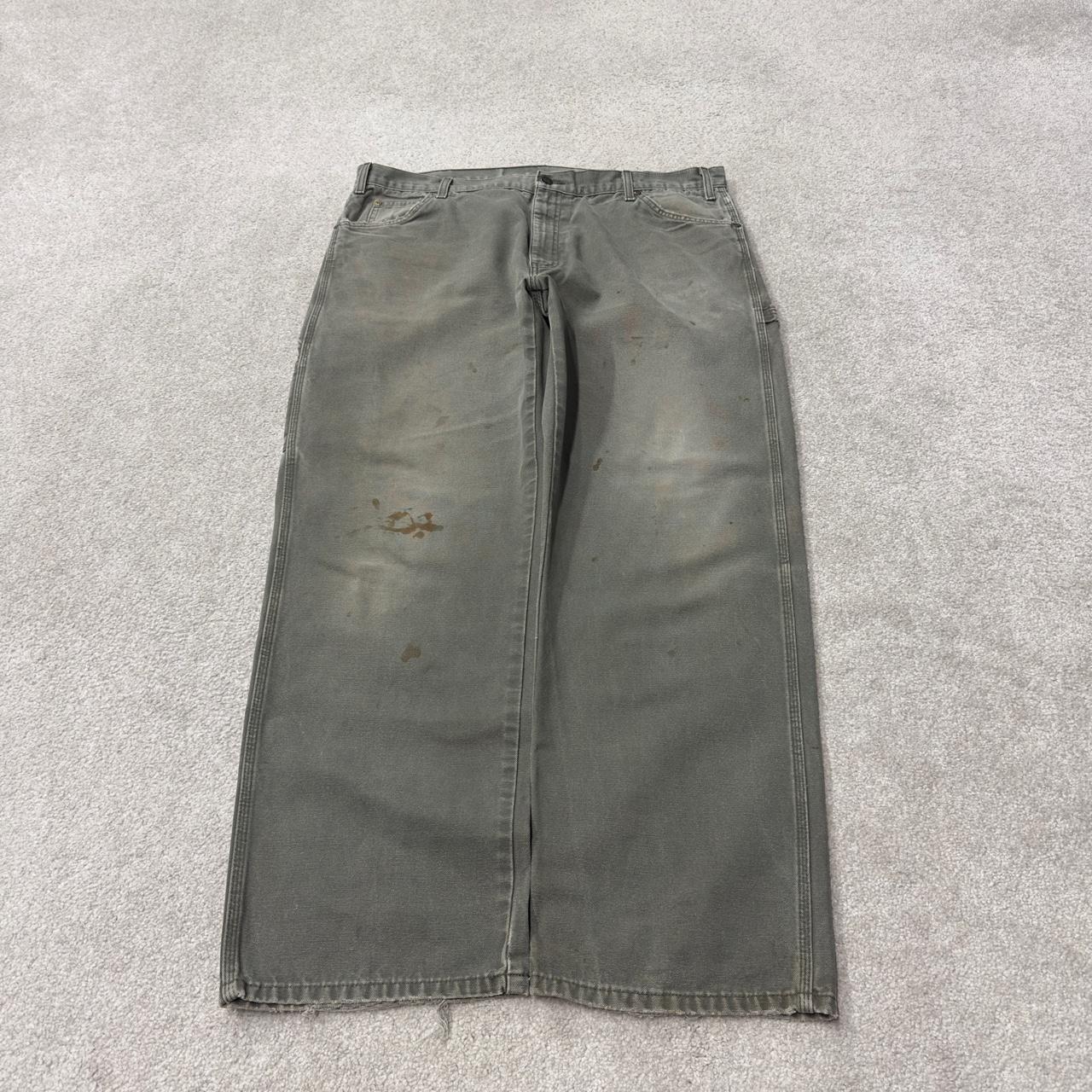 Baggy Dickies carpenter jeans W40L32 Green canvas skater style workwear cargo pants