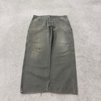 Baggy Dickies carpenter jeans W40L32 Green canvas skater style workwear cargo pants