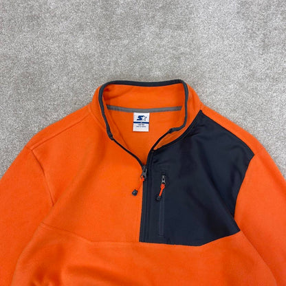 Orange Starter technical fleece Medium 1/4 zip up y2k 00s style autumn wear