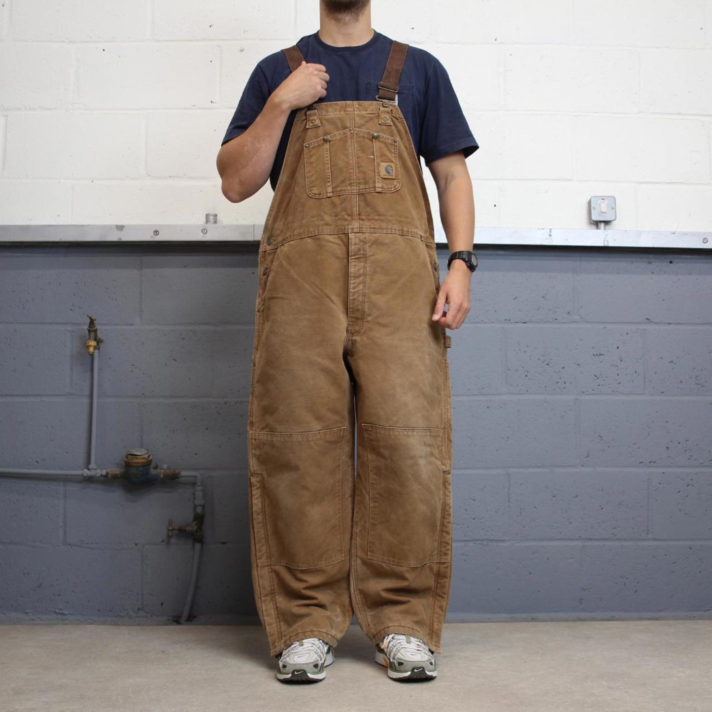 Vintage Carhartt dungarees W44L40 mens canvas overalls tan utility worker