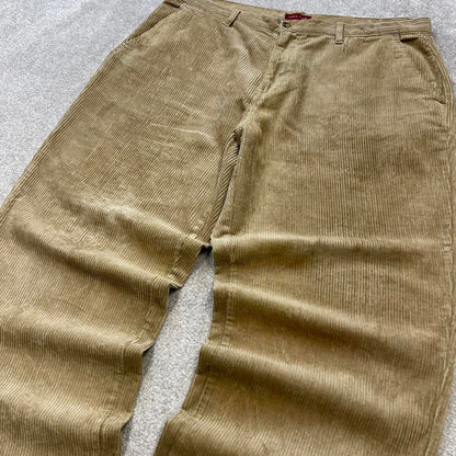 Baggy Hunt Club corduroy pants W40L27 beige wide wale jumbo cord trousers 90s skater style