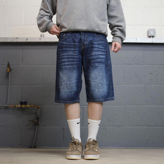 Y2k baggy shorts skater style blue OMM denim loose leg summer festival jorts