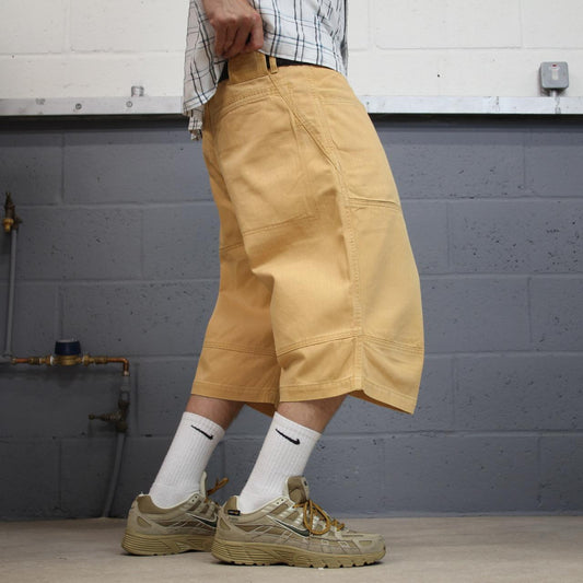 Vintage Girbaud baggy Y2K shorts loose yellow Skater / surf style long leg shorts