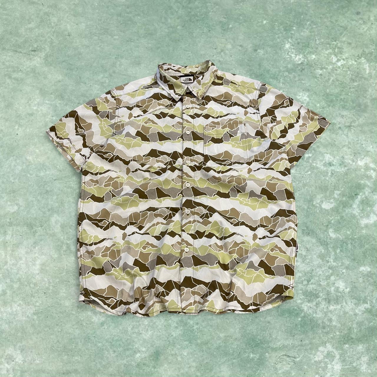 North Face funky pattern short sleeve shirt TNF camo style festival surf shirt
