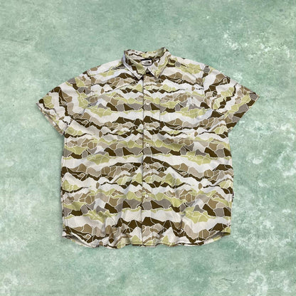 North Face funky pattern short sleeve shirt TNF camo style festival surf shirt
