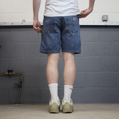 Carhartt denim shorts y2k faded blue Loose skater style work jorts