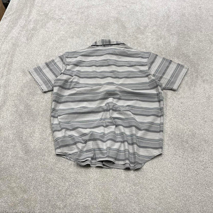 Y2K striped shirt short sleeve Columbia grey Surf style stripey shirt summer festival