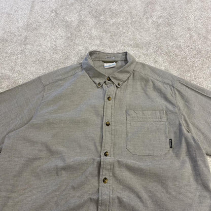 Columbia Y2K short sleeve shirt grey Festival style button down summer shirt