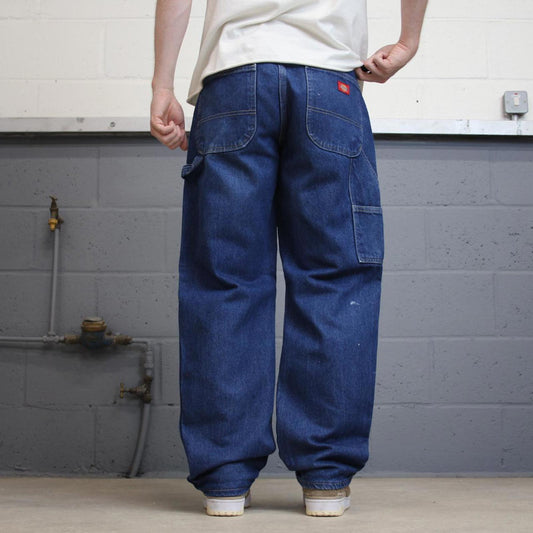 Baggy Dickies carpenter jeans W34L32 90s skate style blue thick denim cargos