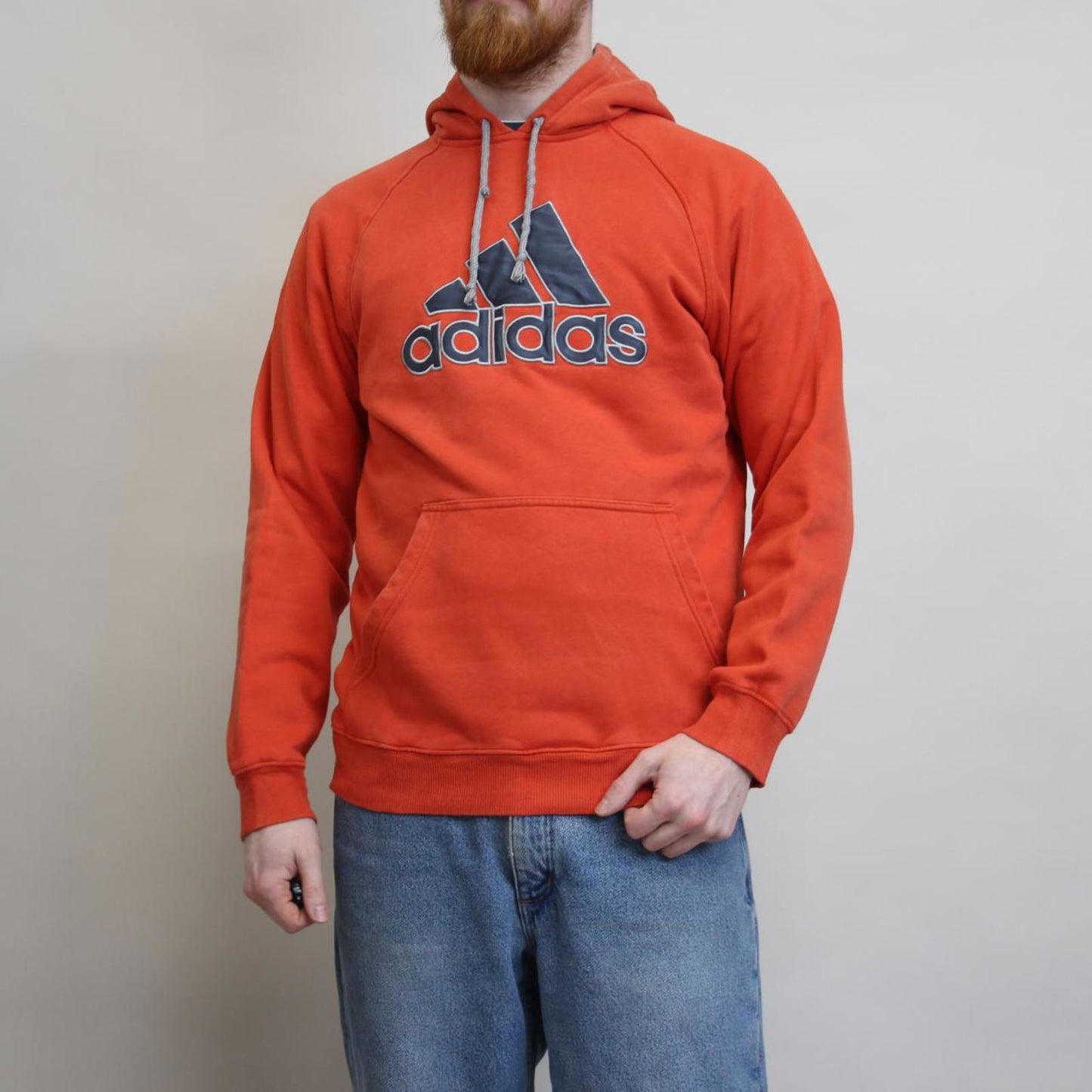Orange Adidas hoodie S y2k pullover jumper embroidered logo