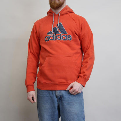 Orange Adidas hoodie S y2k pullover jumper embroidered logo