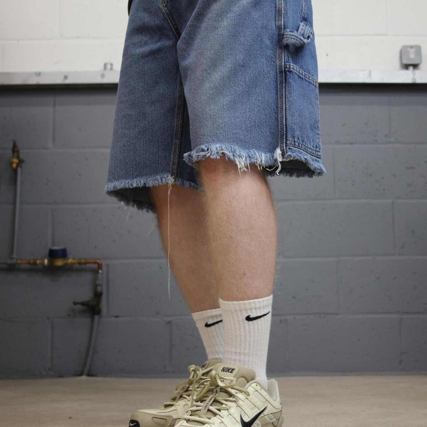 Denim carpenter shorts Y2K cargo blue RK Brand loose skater style surf jorts