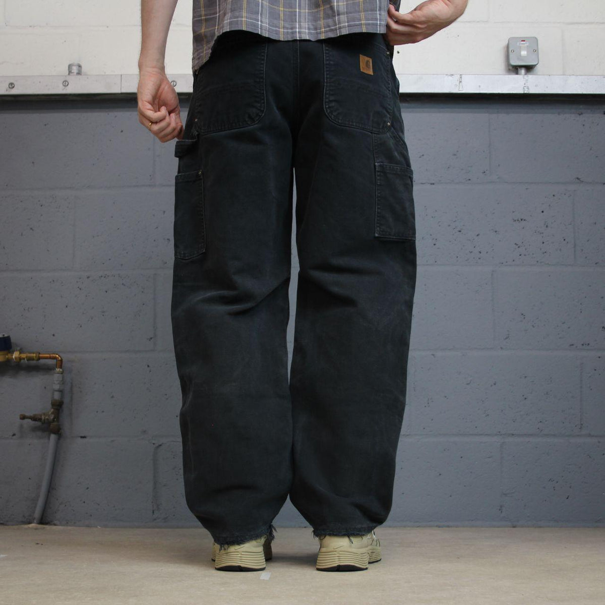 Black vintage Carhartt double knee carpenter jeans y2k Loose leg canvas skater style workwear