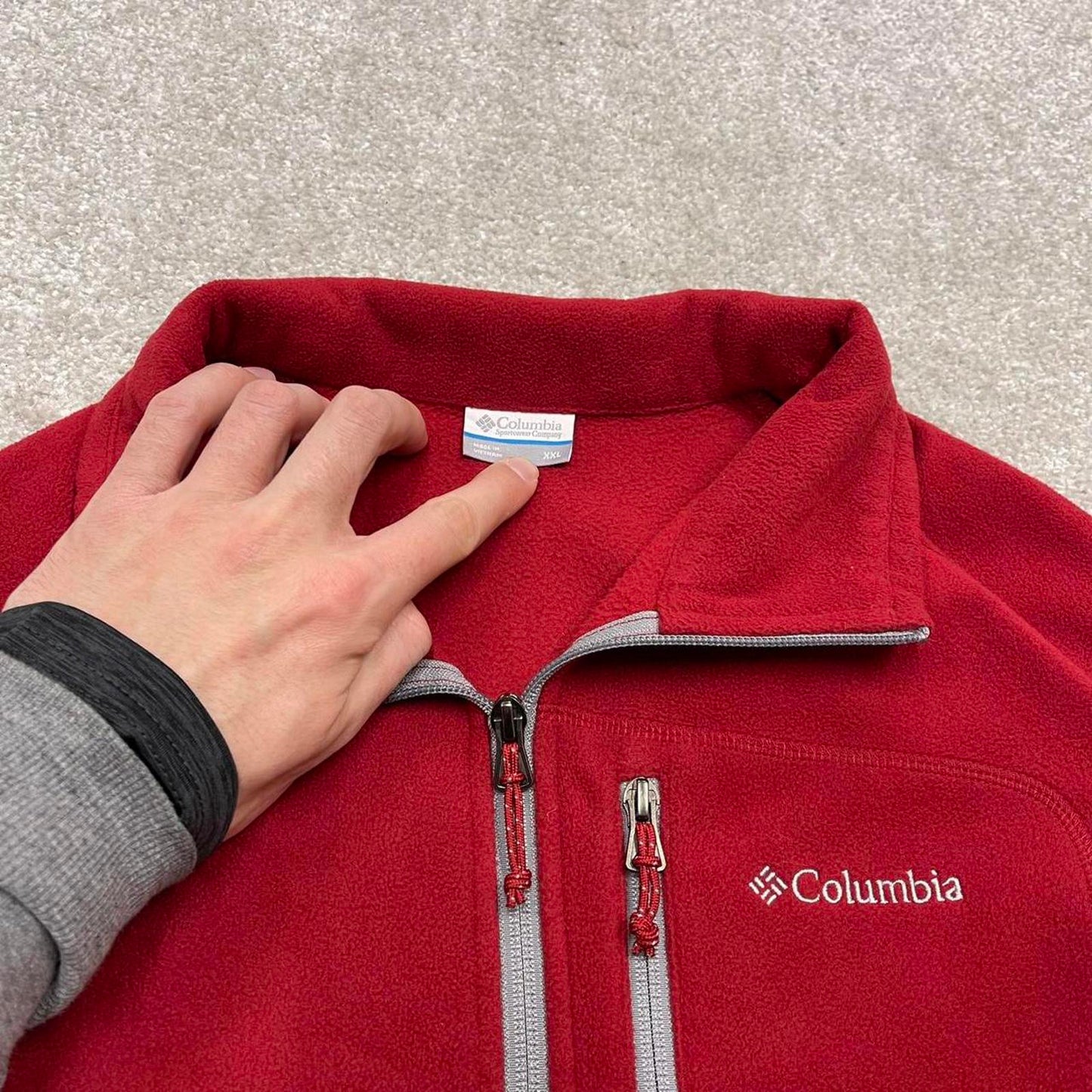 00s Columbia technical fleece XXL men's red 1/4 zip up y2k style autumn pull over casual