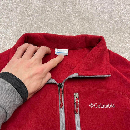 00s Columbia technical fleece XXL men's red 1/4 zip up y2k style autumn pull over casual