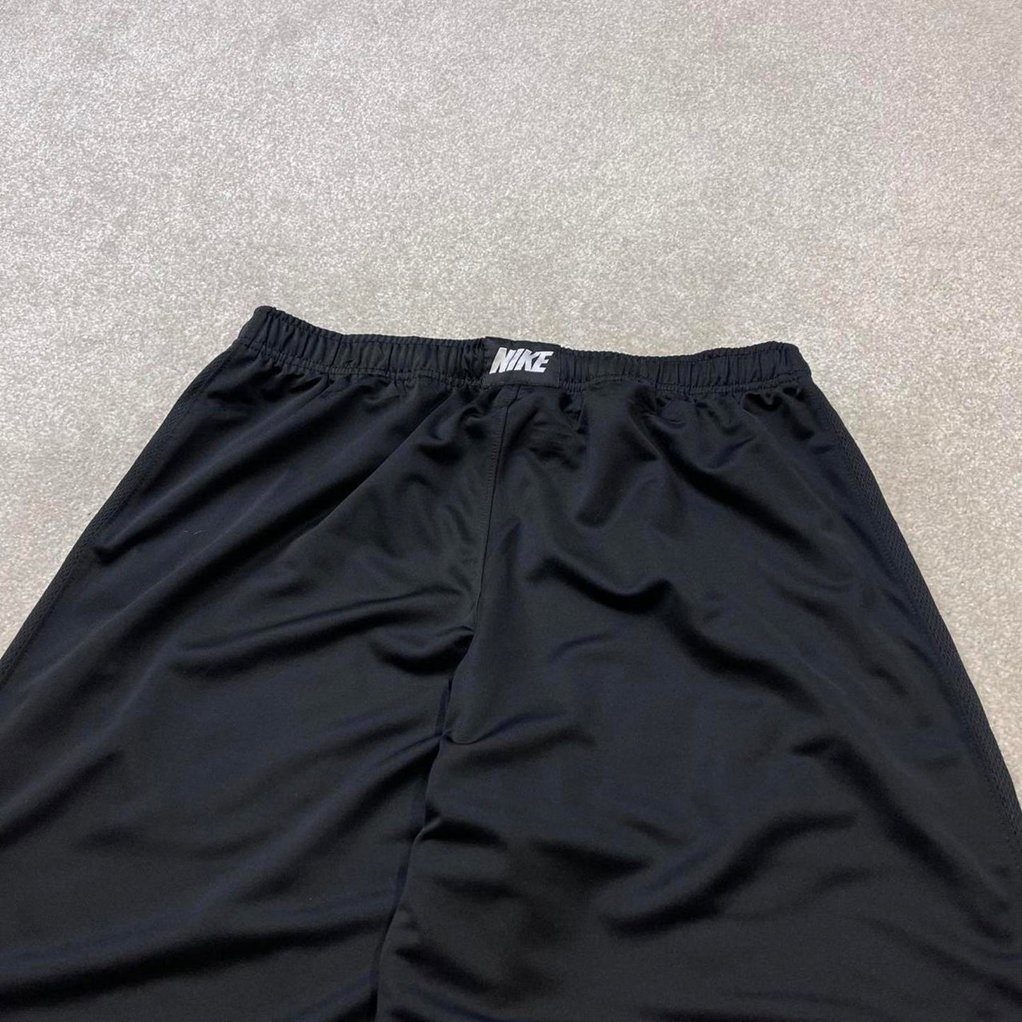 Black baggy Nike trackies Large loose y2k style joggers embroidered Swoosh track pants side stripes