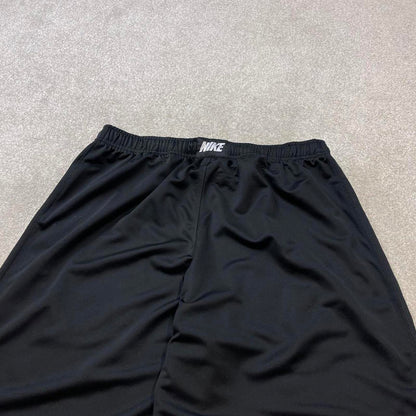 Black baggy Nike trackies Large loose y2k style joggers embroidered Swoosh track pants side stripes