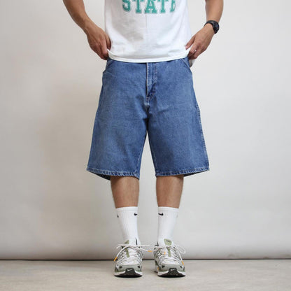Mens baggy Dickies carpenter Jorts W38 blue loose denim 90s style cargo skater shorts