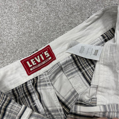 Y2k loose Levi's checkered shorts skater style white Loose check summer festival shorts