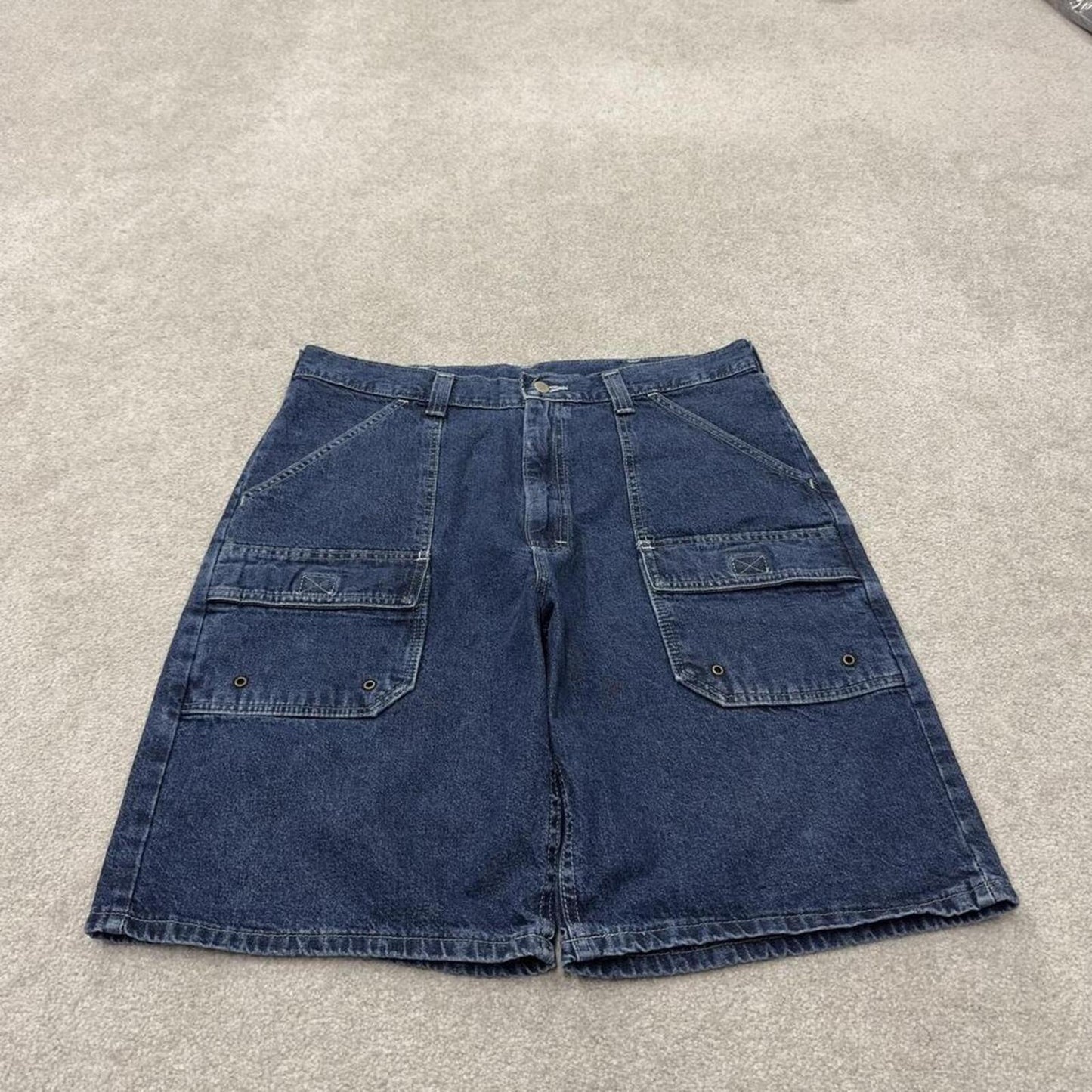 Wrangler denim cargo shorts workwear blue Baggy cargo Y2K jorts summer festival