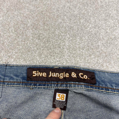 Y2K embroidered skater jeans 5ive Jungle W38L32 90s hip hop style jeans big stitch design