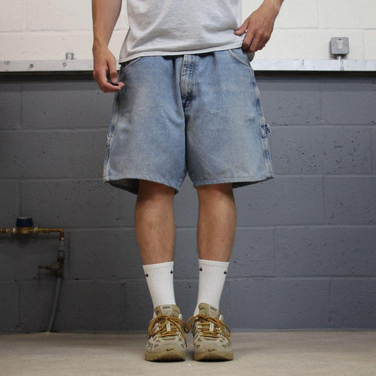 Vintage denim carpenter shorts Y2K blue Red Kap workwear skater style surf jorts