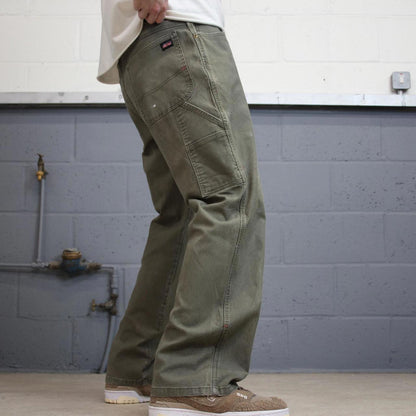 Loose Dickies carpenter jeans W36L30 90s skate style green thick canvas cargos