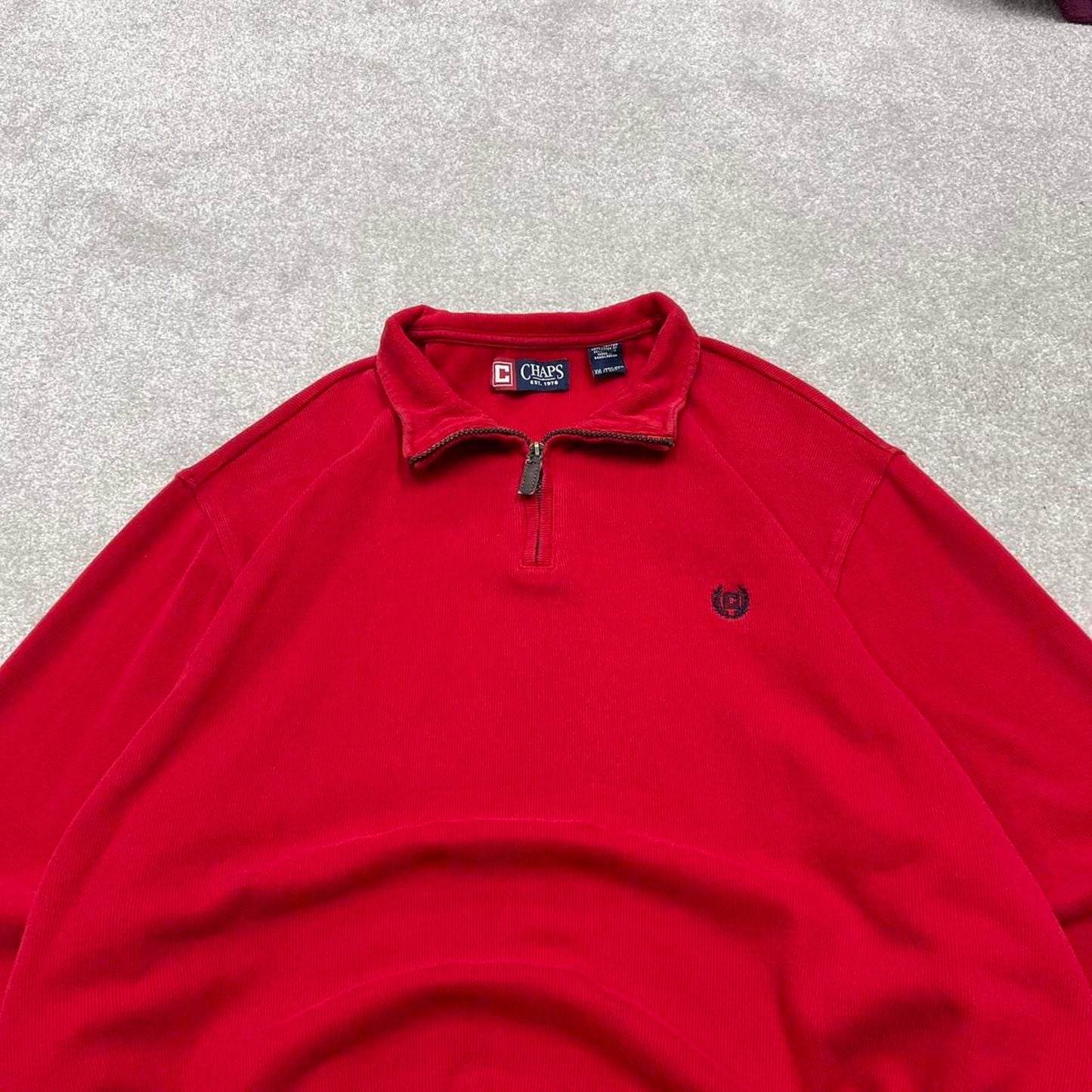 CHAPS knit quarter zip sweater jumper pull over XXL men's red knitted y2k 00s style