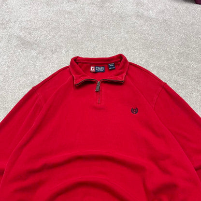 CHAPS knit quarter zip sweater jumper pull over XXL men's red knitted y2k 00s style