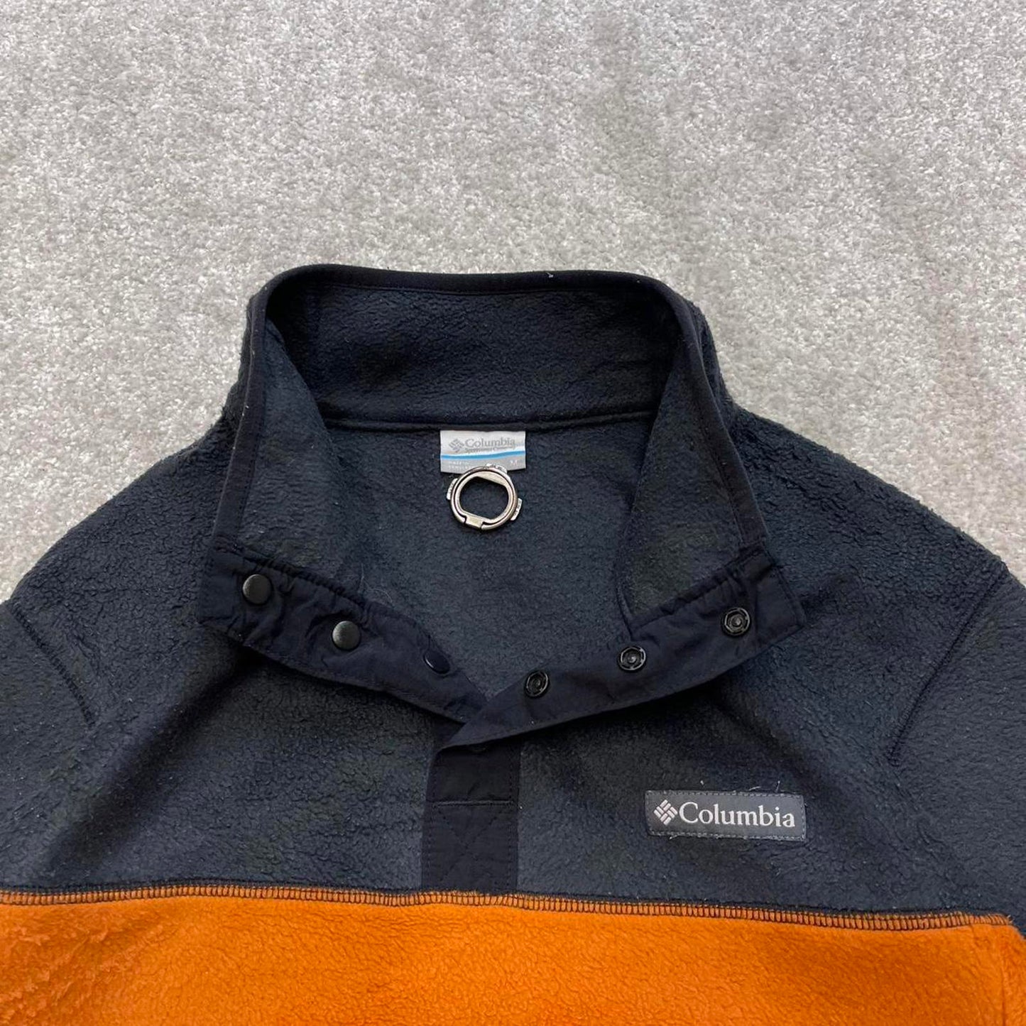 Orange Columbia technical fleece Medium y2k style snap T autumn popper pull over