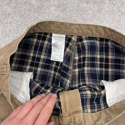 Y2K Carhartt carpenter pants checkered lining beige Loose relaxed fit skate style workwear pants