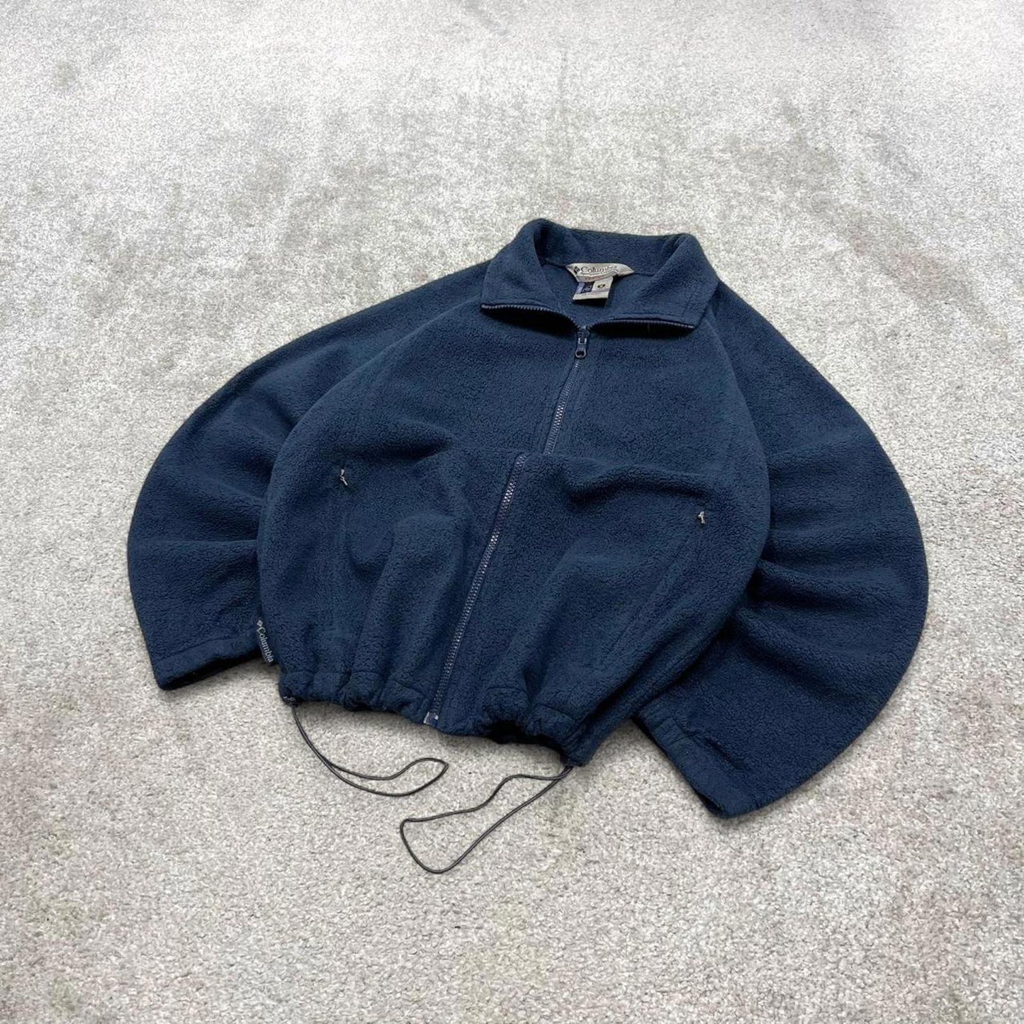 00s Columbia technical fleece M women's navy full zip up y2k style autumn adjustable waist