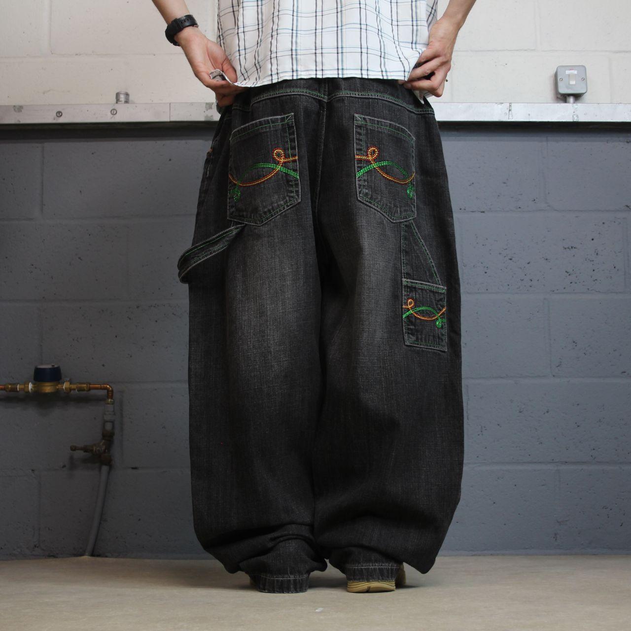 Extra baggy carpenter jeans y2k W48L34 black Brooklyn Xpress wide leg skater style cargos