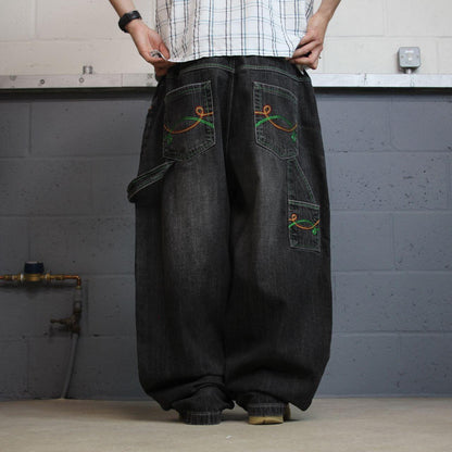 Extra baggy carpenter jeans y2k W48L34 black Brooklyn Xpress wide leg skater style cargos