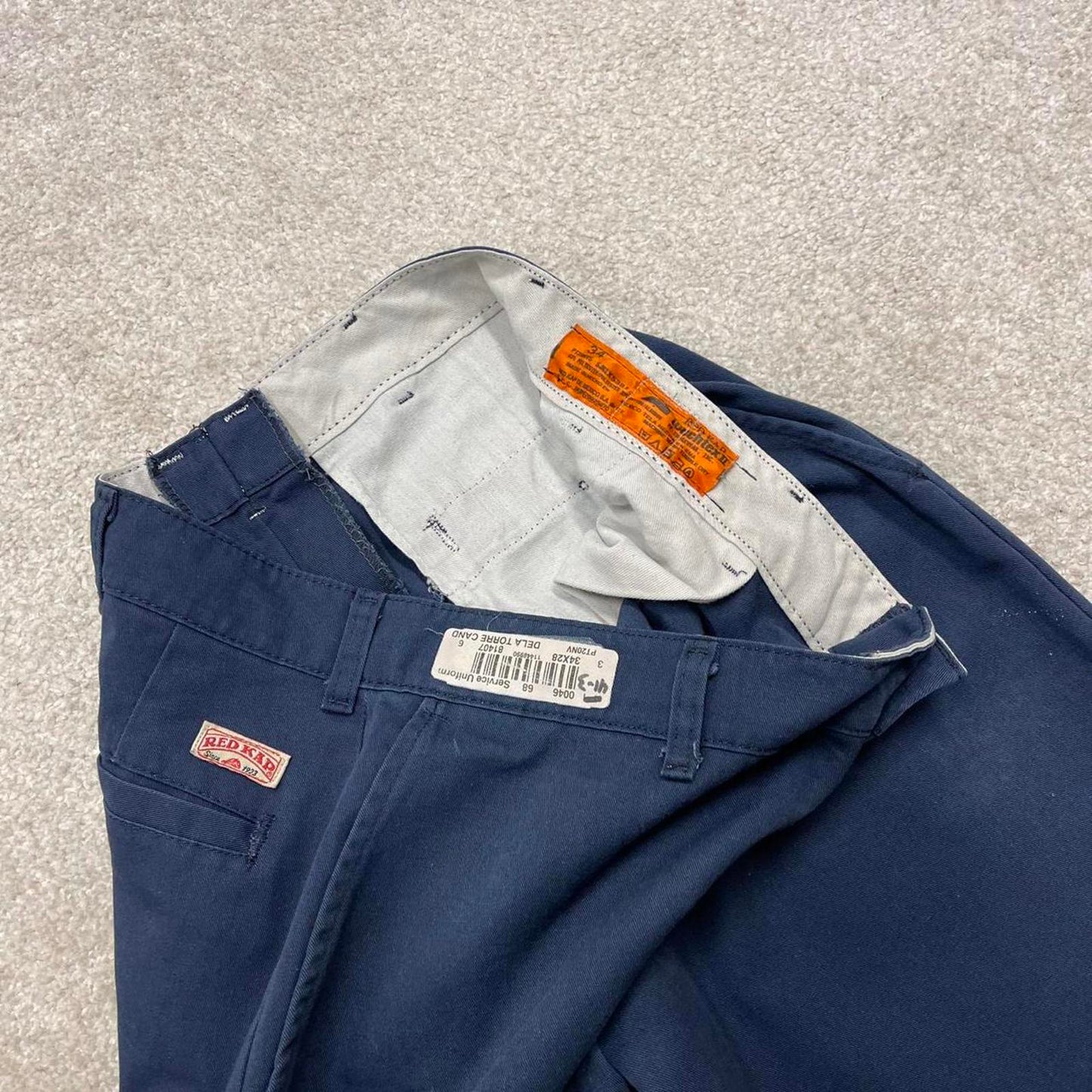 Navy Red Kap pants W34L28 loose y2k chino style skate trousers patch logo