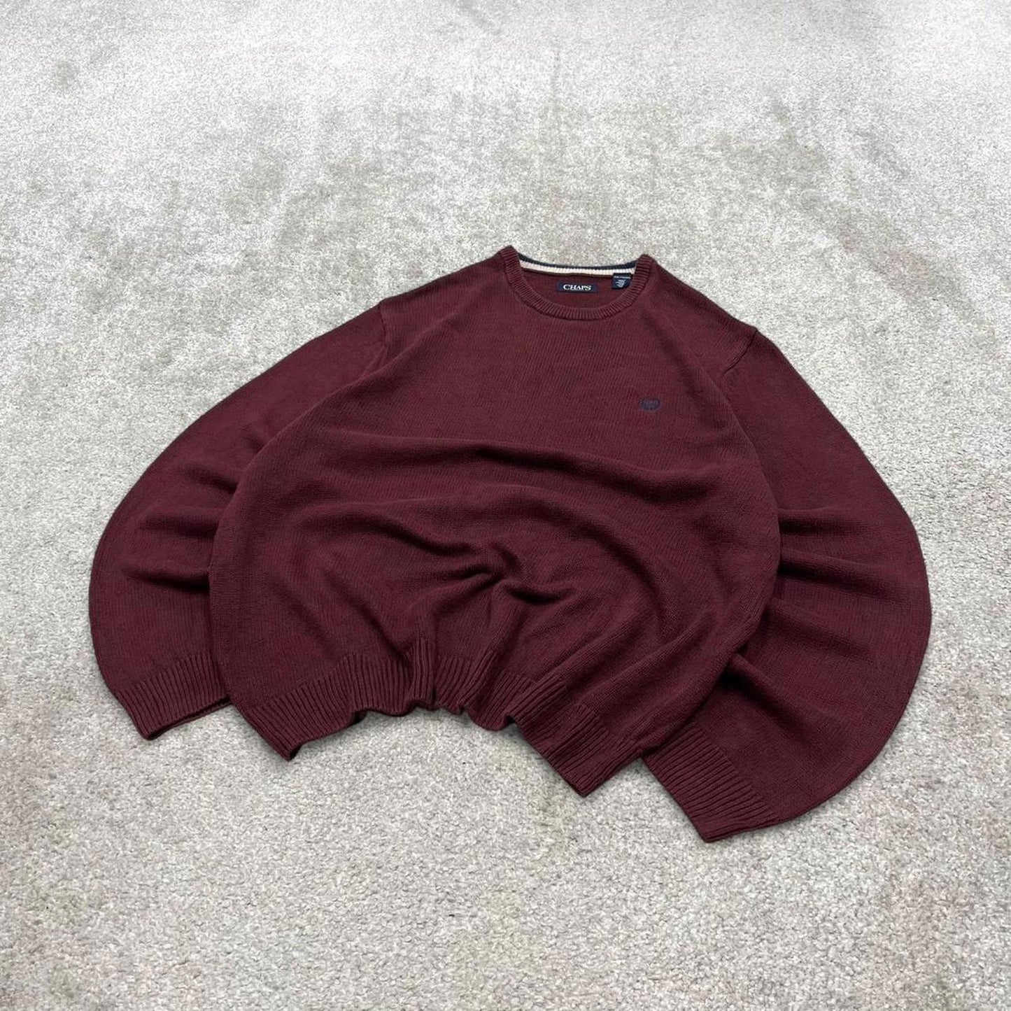 CHAPS knit sweater jumper XXL men's burgundy knitted pull over y2k 00s style
