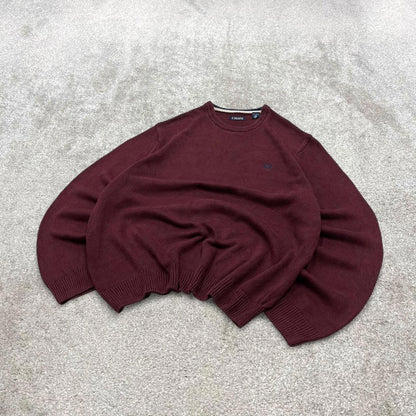 CHAPS knit sweater jumper XXL men's burgundy knitted pull over y2k 00s style