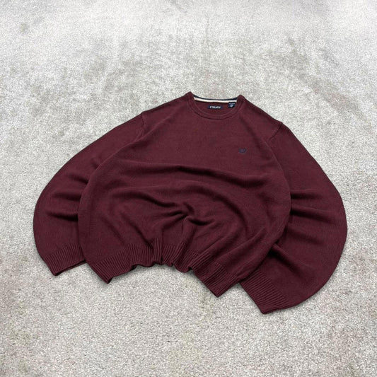 CHAPS knit sweater jumper XXL men's burgundy knitted pull over y2k 00s style