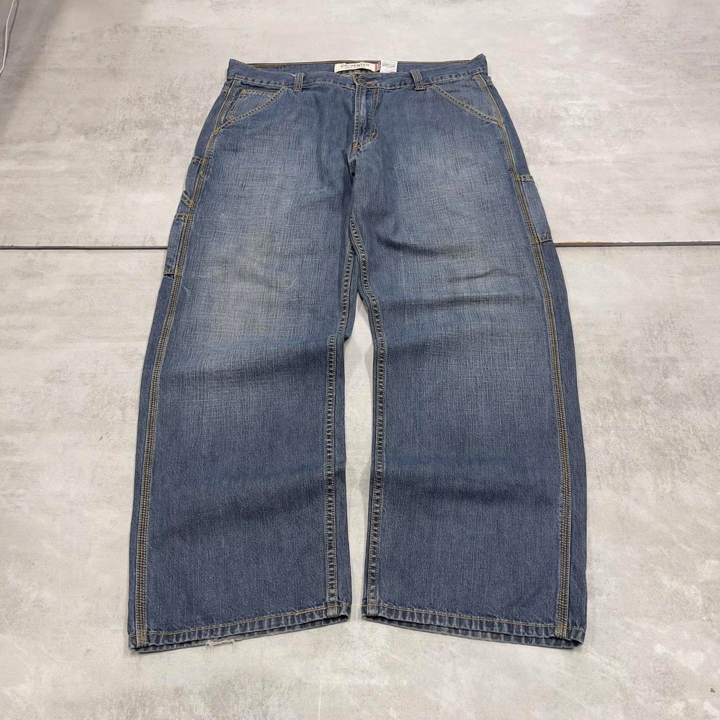 Blue baggy Levis carpenter jeans W38L30 loose skater thick denim 90s style cargos red tab logo