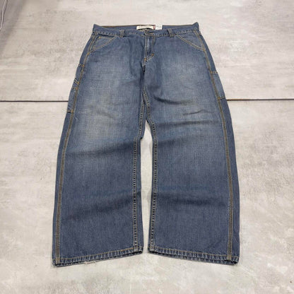 Blue baggy Levis carpenter jeans W38L30 loose skater thick denim 90s style cargos red tab logo