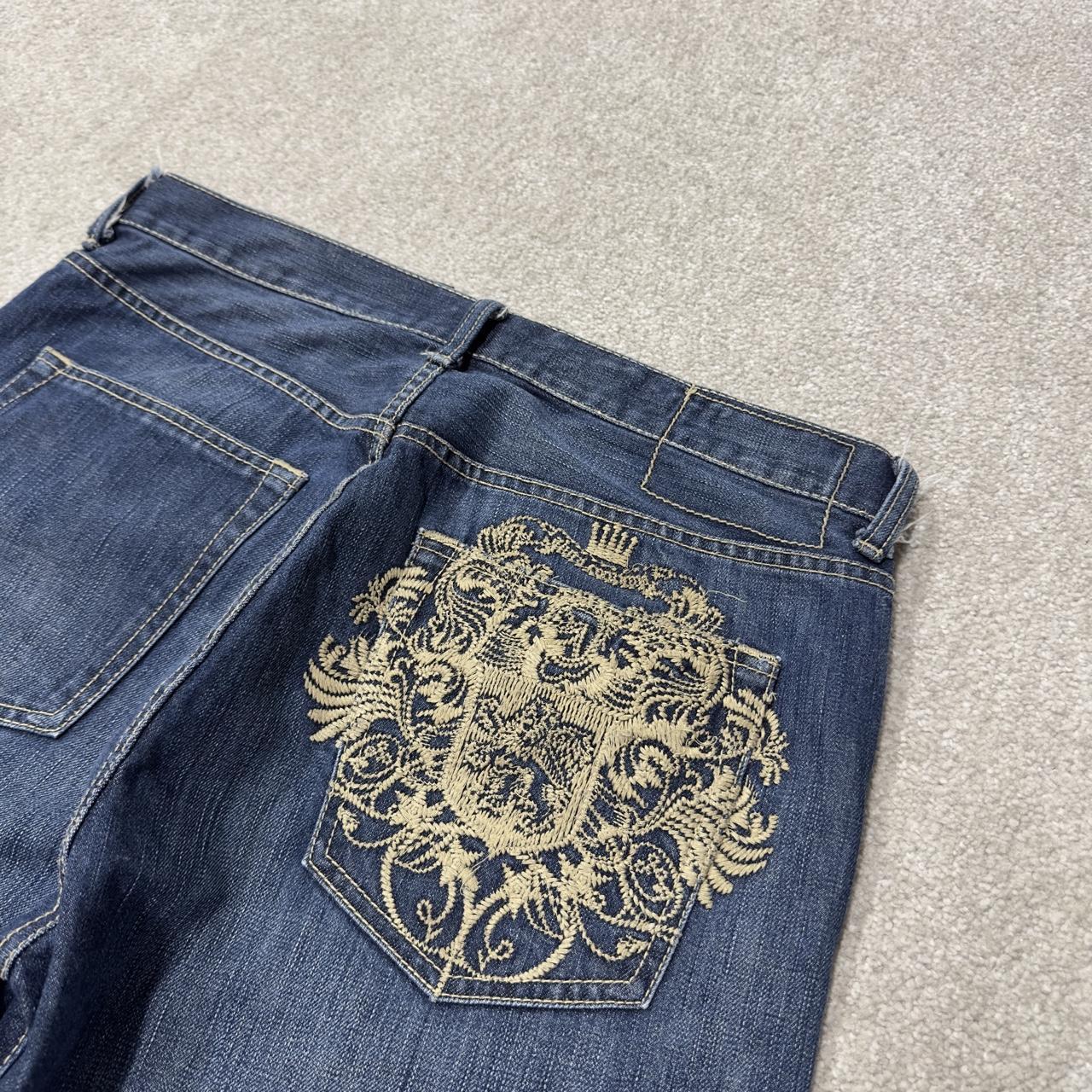 Y2K embroidered baggy jeans Live Mechanics blue denim Loose straight skater surf style jeans