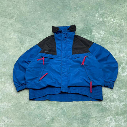 Y2k Columbia technical windbreaker jacket blue Paneled boxy outdoors hiking bomber coat