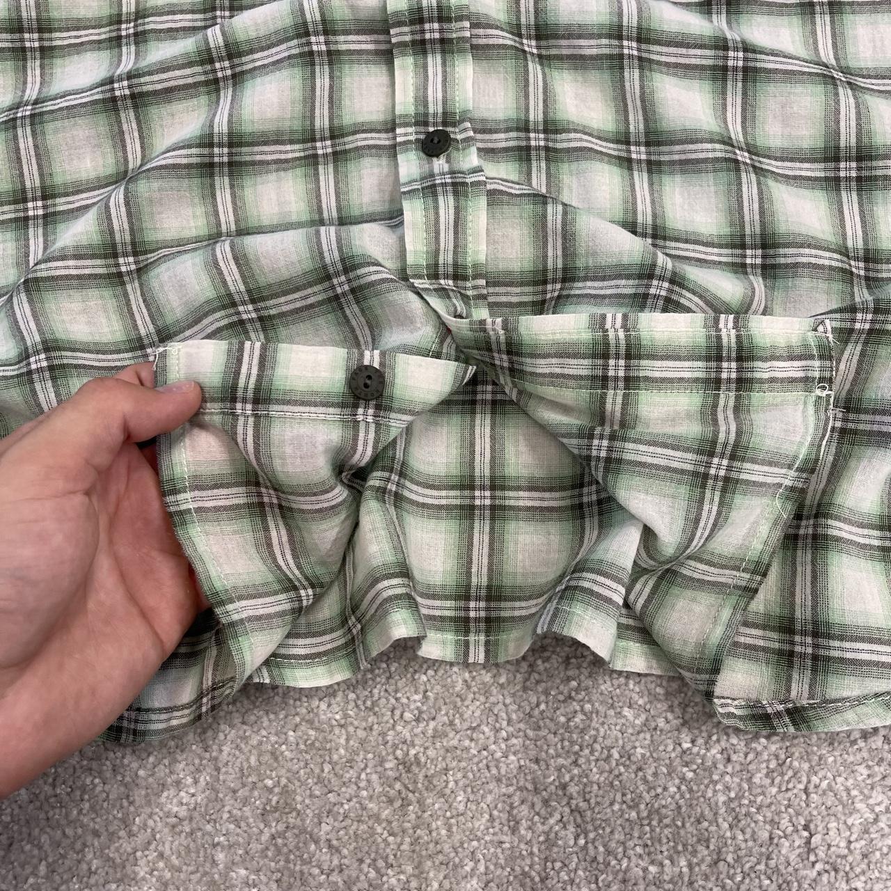 North Face checkered short sleeve shirt y2k green TNF surf style check shirt button summer