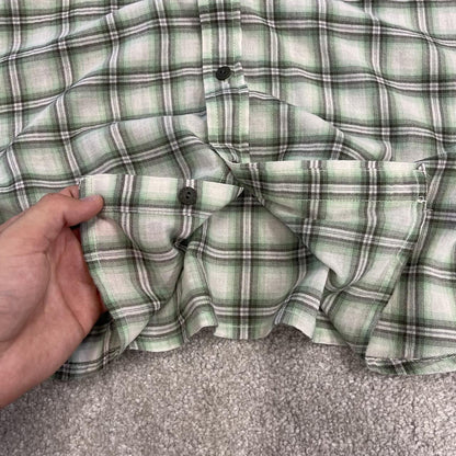 North Face checkered short sleeve shirt y2k green TNF surf style check shirt button summer