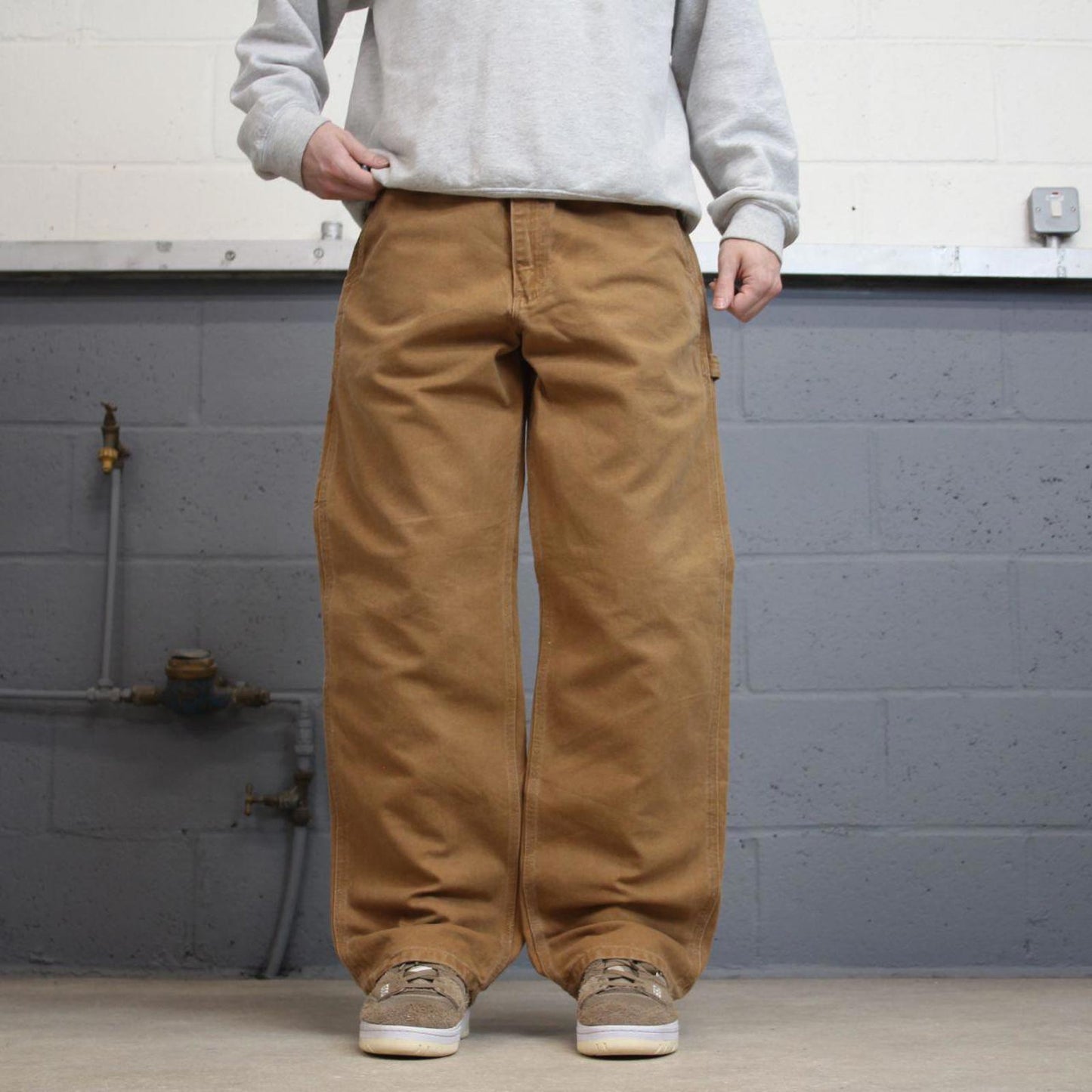 Vintage Tan baggy Carhartt carpenter jeans W36L30 1999 skater style loose leg cargos