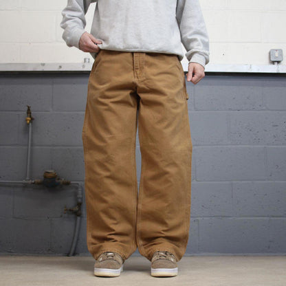 Vintage Tan baggy Carhartt carpenter jeans W36L30 1999 skater style loose leg cargos