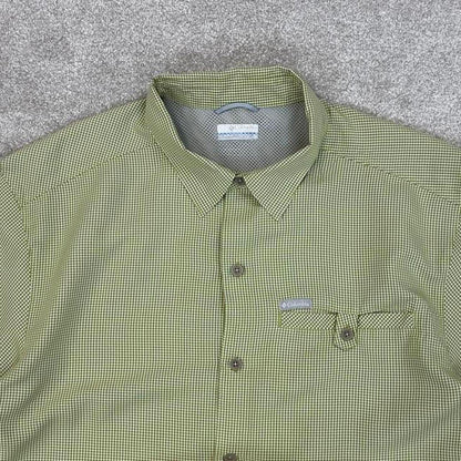 Green checkered Columbia technical shirt XL men's short sleeve button up autumn y2k style