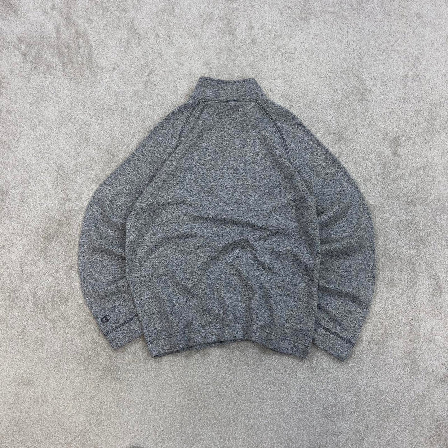 Grey Champion technical fleece Small 1/4 zip up pull over y2k autumn knit style rodeo embroidered