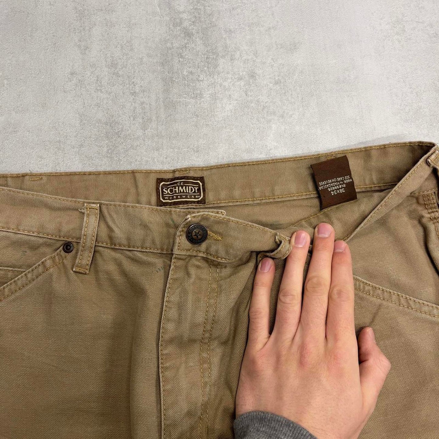 Schmidt carpenter jeans W38L34 khaki canvas loose skater cargos