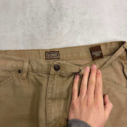 Schmidt carpenter jeans W38L34 khaki canvas loose skater cargos